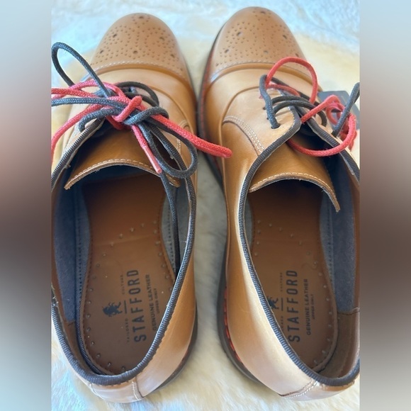 Stafford Genuine leather Jahil Cognac mens dress shoes NWT Sz-9.  I - Picture 8 of 13